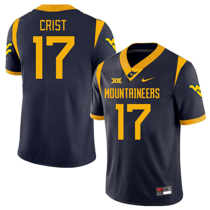 Men #17 Jackson Crist West Virginia Mountaineers College 2024 New Uniforms Football Jerseys Stitched